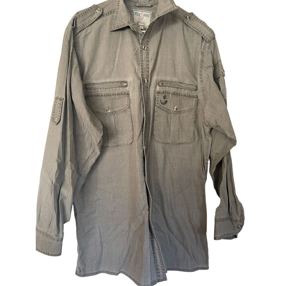 Fox Fire Men's Thunder River Gear Green Long Sleeve Button-down Top Size L